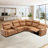 Idrissi Modern Top Faux Leather Electric Reclining Home Theater Sectional Sofa with Console & USB & Fold-Down Backrest