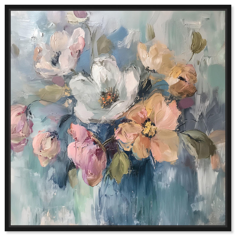 Art floral abstrait Vortex II, H 31 po x l 31 po x P 1,8 po, Cadre flottant noir
