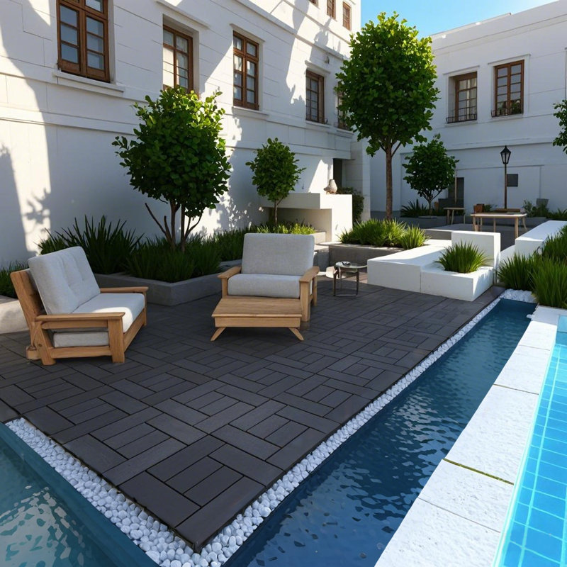 12" Patio Deck Tiles, DIY Module Interlocking Decking Tiles Floor Tile Outdoor and Indoor,Easy and Quick Installation Court Tiles for Porch Poolside Balcony Backyard 44pcs DARK GRAY