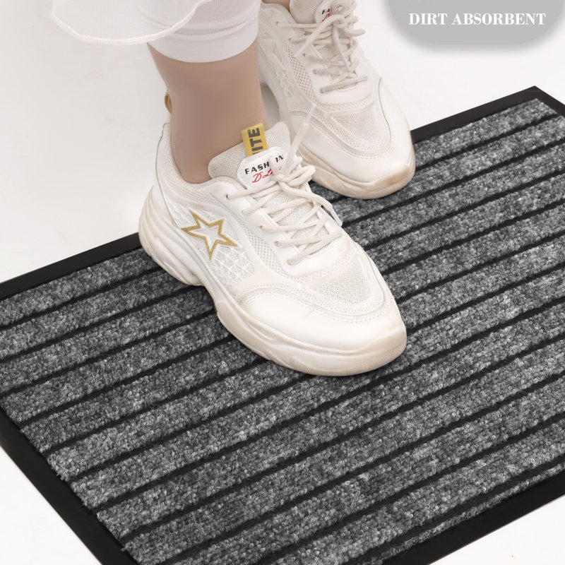 Mavra Non-Slip Indoor Outdoor Door Mat, 80 x 300, Grey