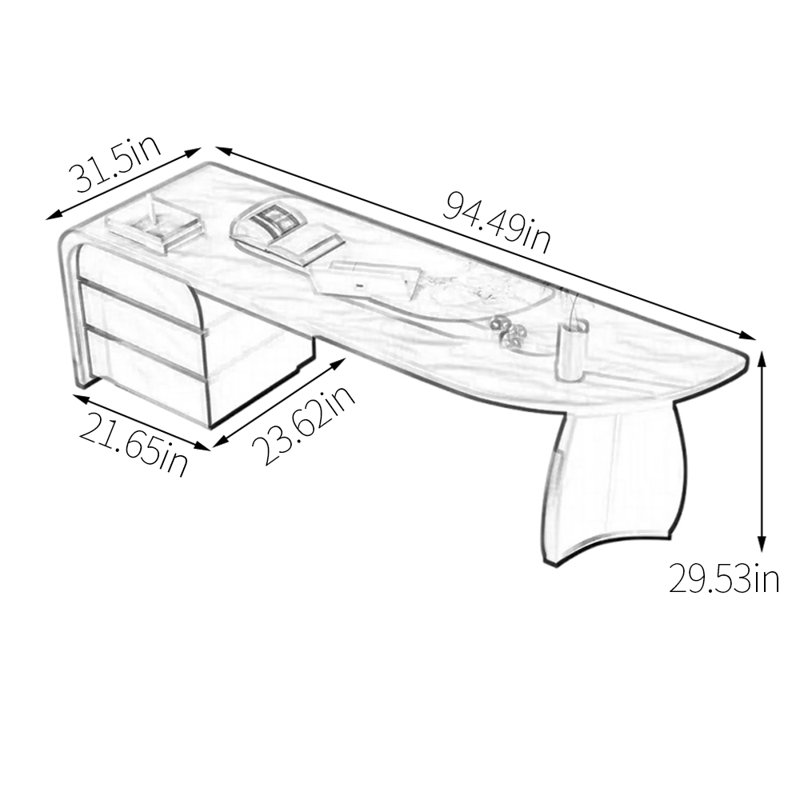 Bureau, H 29,53 po x l 94,49 po x P 31,5 po