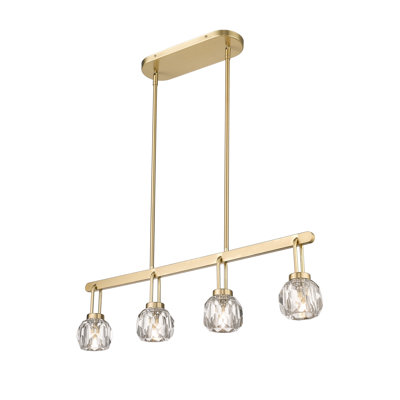 32'' 4-Light Modern Crystal Kitchen Island Pendant 