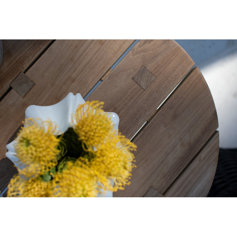 Croquet Teak Outdoor Side Table, Natural Teak