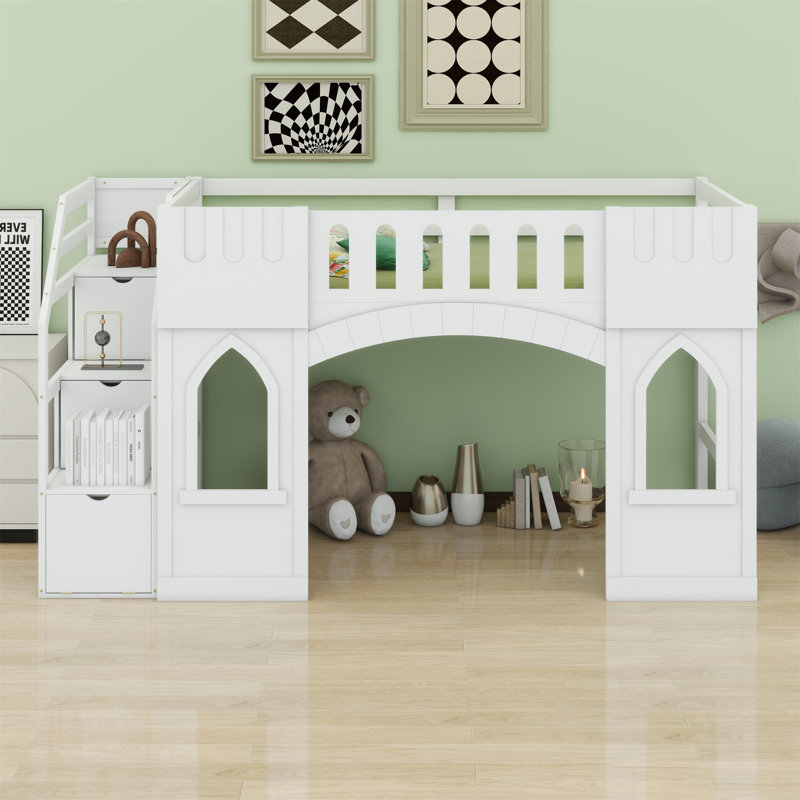 Jorelus Kids Twin Loft Bed, White