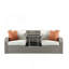 Canapé d'extérieur Salena en tissu beige et osier gris avec 2 coussins et 2 repose-pieds