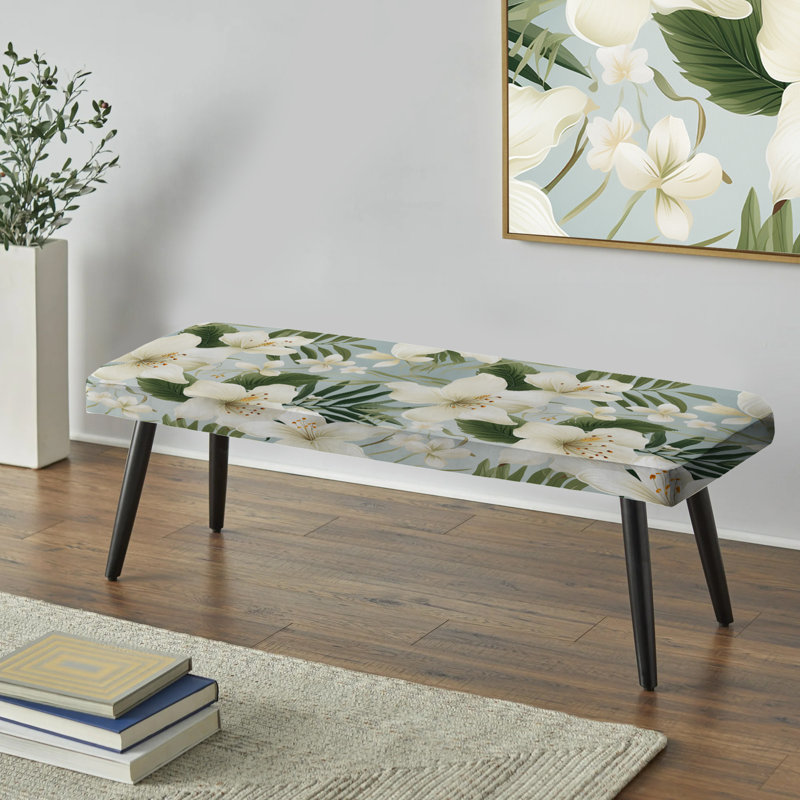 Minimaliste à motif floral tropical - banc rembourré noir Tropical