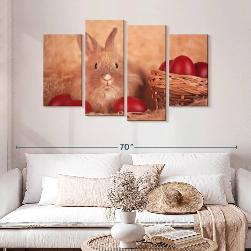 Œufs de Pâques et lapin Lelend, H 32 po x l 52 po