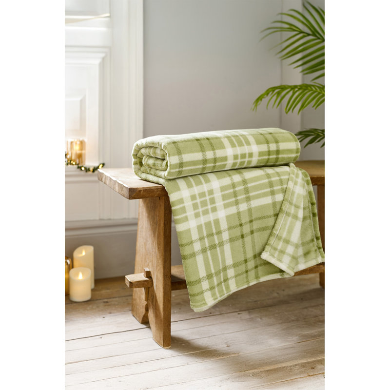 Deyongs 1846 Snuggle Soft Check Fleece Throw, Green