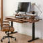Bureau rectangulaire en noyer massif avec 2 tiroirs-1281001714