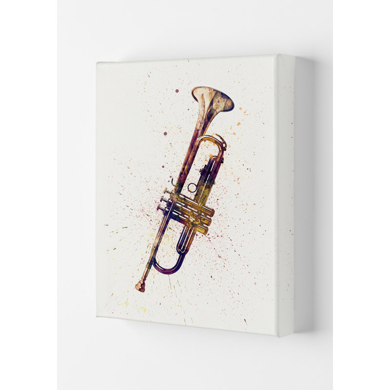 Trumpet Music by Michael Tompsett - Print, 29.7cm H x 21cm W x 4cm D, Wrapped Canvas