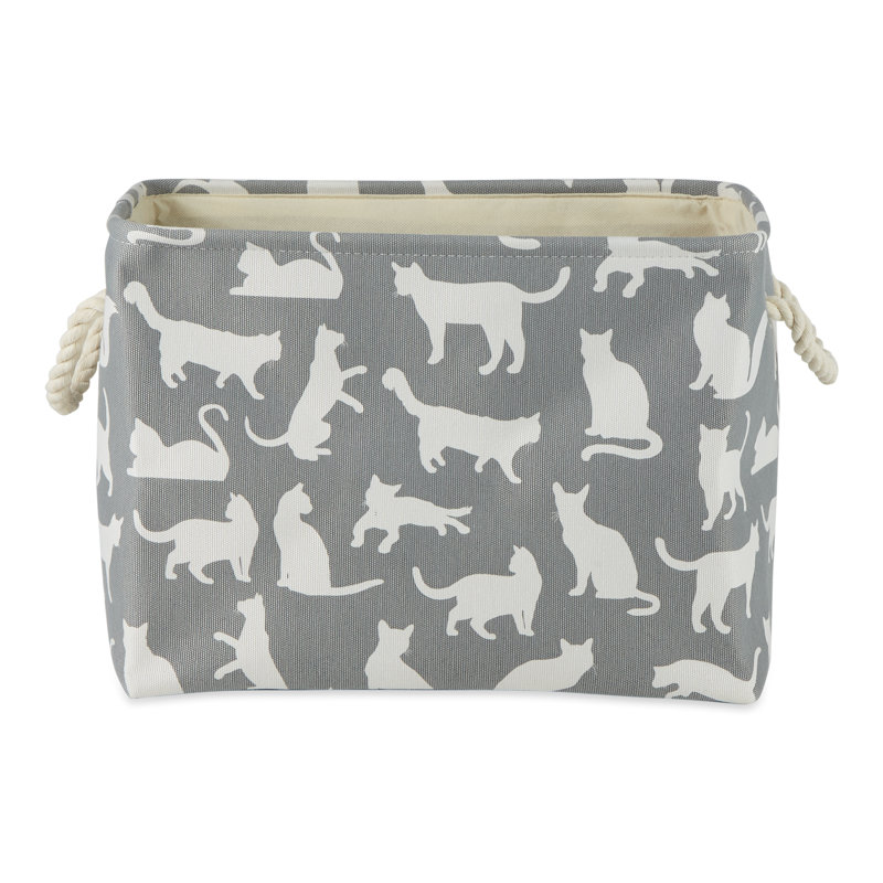 Panier en tissu Pet Cats Meow, gris, H 12 po x l 10 po x P 16 po