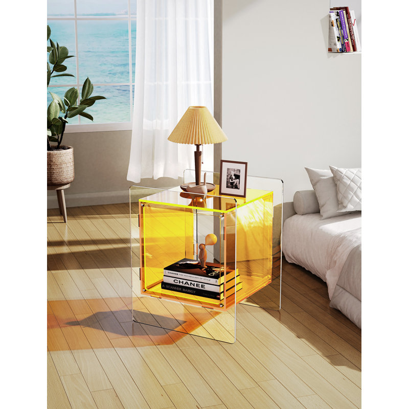 Samuelsson Acrylic Side Table, Nightstand Bedside Table, Yellow