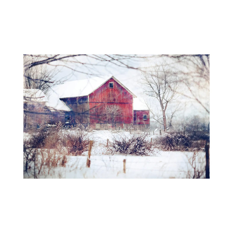 Winter Barn - Giclée sur toile tendue avec châssis, H 12 po x l 18 po