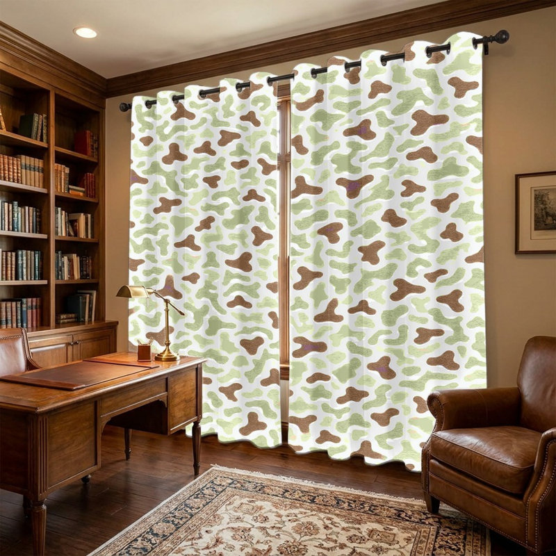 2 pièces rideaux à motif camouflage, rideau de style abstrait, rideaux à oeillets à imprimé géométrique moderne, habillage de fenêtre pour le décor de la chambre à coucher