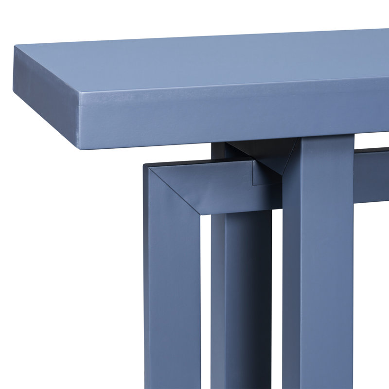 Table contemporaine couloir bleu marine en bois massif avec charge de 150 lb, couloir minimaliste de style américain facile à installer, pieds en pin, capacité, assemblage rapide