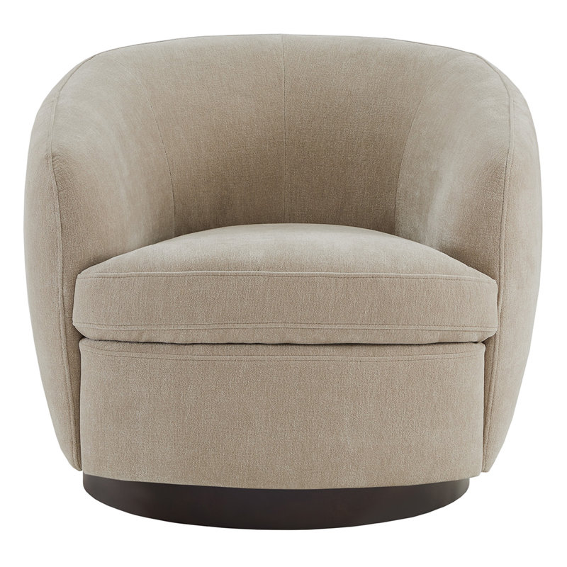 Marcy Upholstered Swivel Barrel Chair, Capri Wicker Chenille