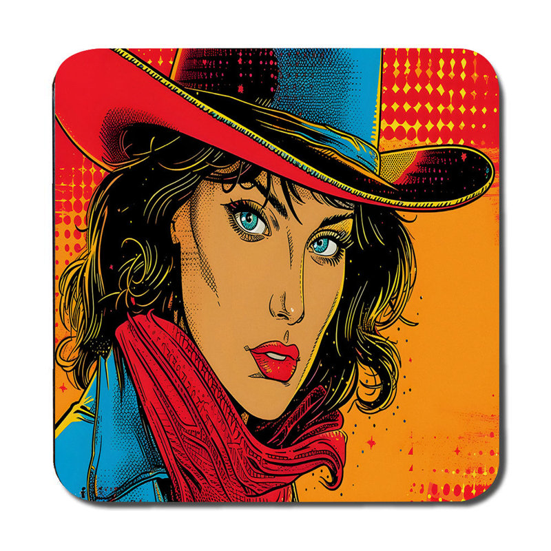 Pop Art Woman Placemat And Coaster Set With Hat And Scarf