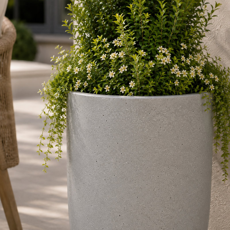 Grand pot à fleurs léger de 14 po - Gris naturel, Dark Grey