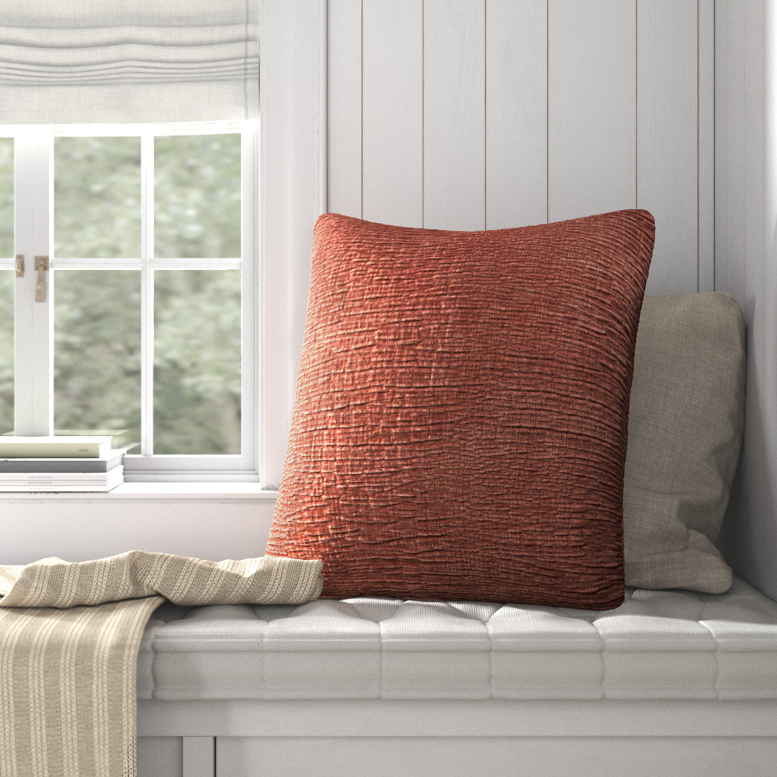 Edan Throw Pillow, Down, Copper, 22"H x 22"W