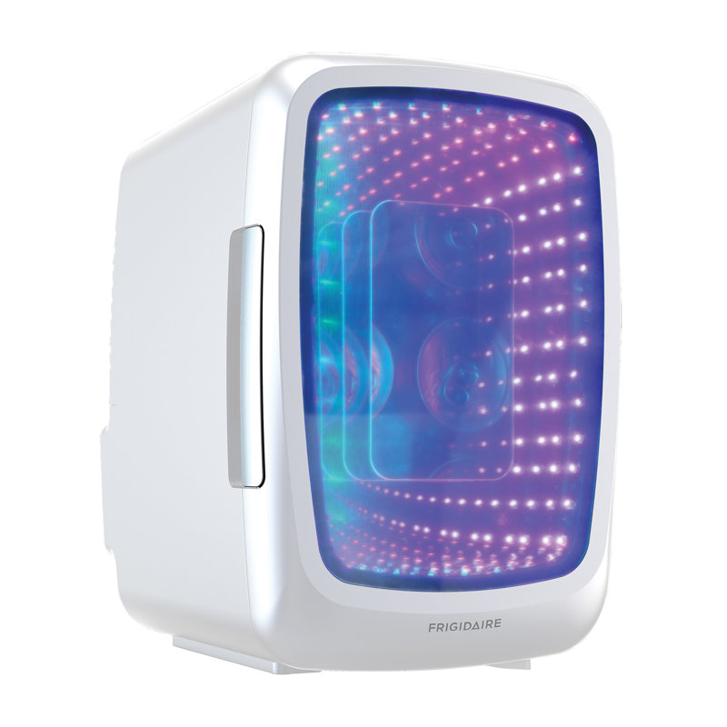 6-Can Retro Gaming Light-Up Portable Beverage Mini Fridge, White