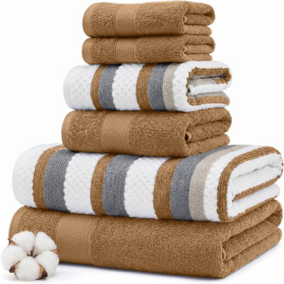 Modern Threads Pax 6-Piece Reversible Yarn Dyed Jacquard Towel Set - Bath Towels, Hand Towels, & Washcloths - Super Absorbent & Quick Dry