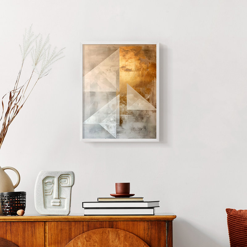 Série ABSTRACT CIX - reproduction encadrée de qualité supérieure - prête à être accrochée - aucun clou requis, Blanc