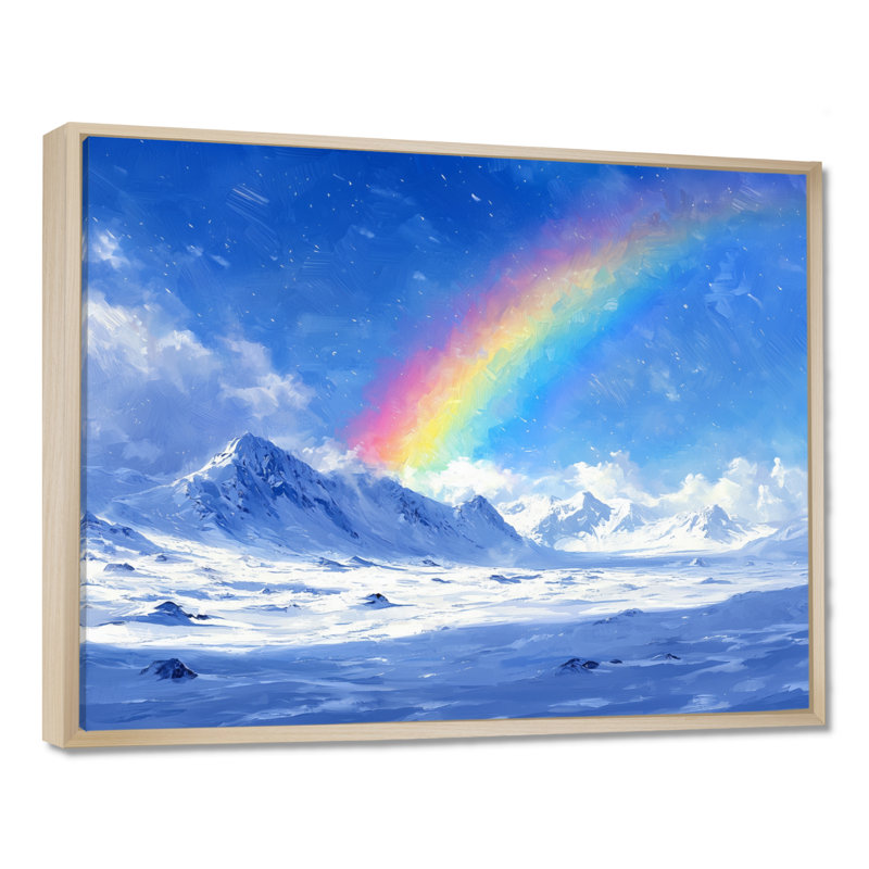 Arc-en-ciel dans l'Arctique I - art mural toile arc-en-ciel, H 34 po x l 44 po, Cadre crème crème