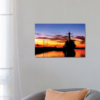 USS Spruance Is Pierside At Naval Weapons Station, Seal Beach, California by Stocktrek Images - Wrapped Canvas Print