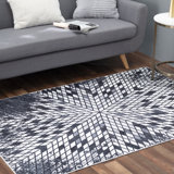 Faux Cowhide Digital Printed Patchwork Astral Sequence Contemporary Indoor Area Rug Cotton Canvas Backing (4'' X 6'')