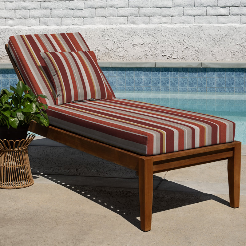 Outdoor Chaise Lounge Cushion – Weather-Resistant, Reversible, Plush Comfort - Basics by Wayfair™, Adobe Stripe