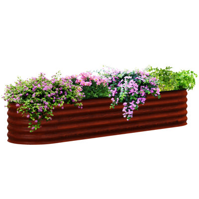 Outsunny 8' X 2' X 1.4' Galvanized Raised Garden Bed Kit