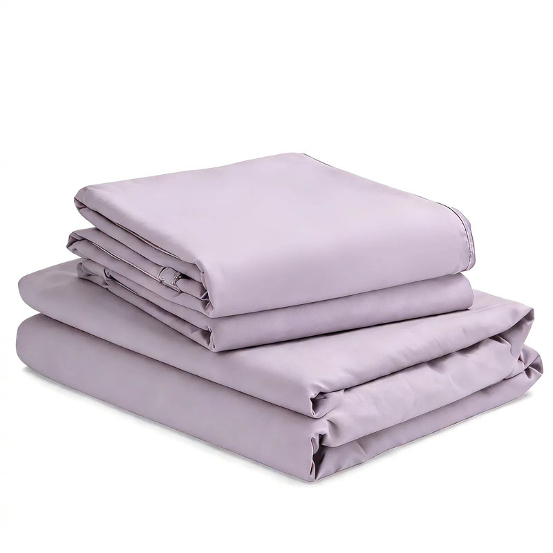 Ensemble de draps 4 pièces - Ultra doux et respirant - Mélange de coton de couleur unie lavable à la machine, Mauve
