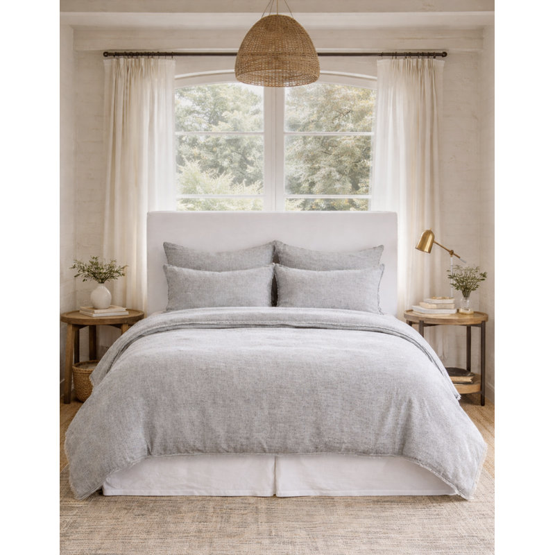 Logan Linen Duvet Cover, Navy, Queen