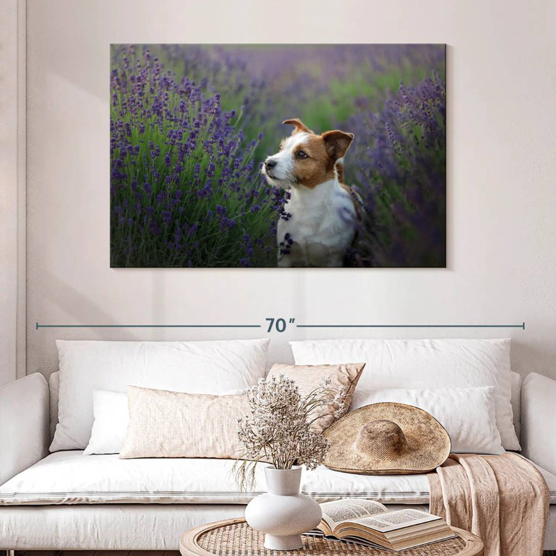 Crowle Jack Russell And Lavender, 32" H x 48" W