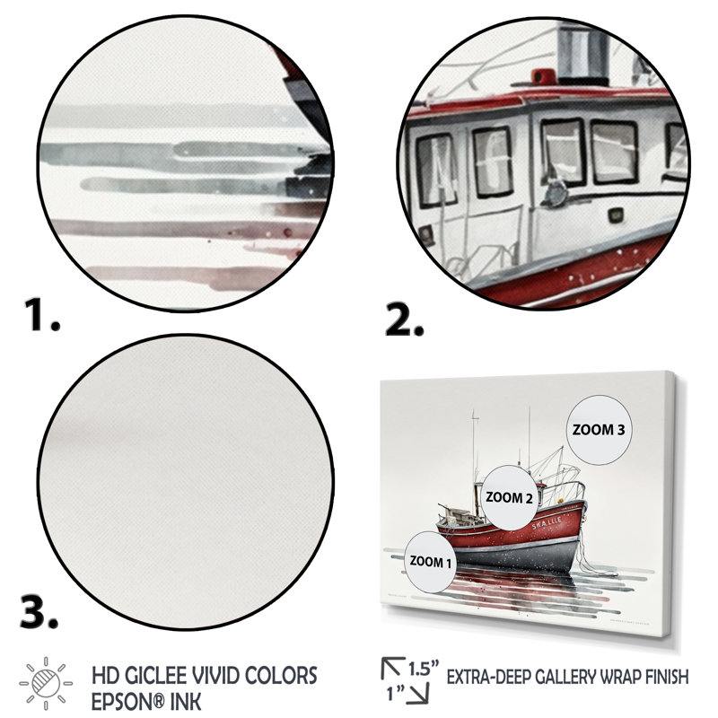 " Fisherman'S Boat In The Snow II ", 40" W x 30" H, Black Floater Framed Canvas