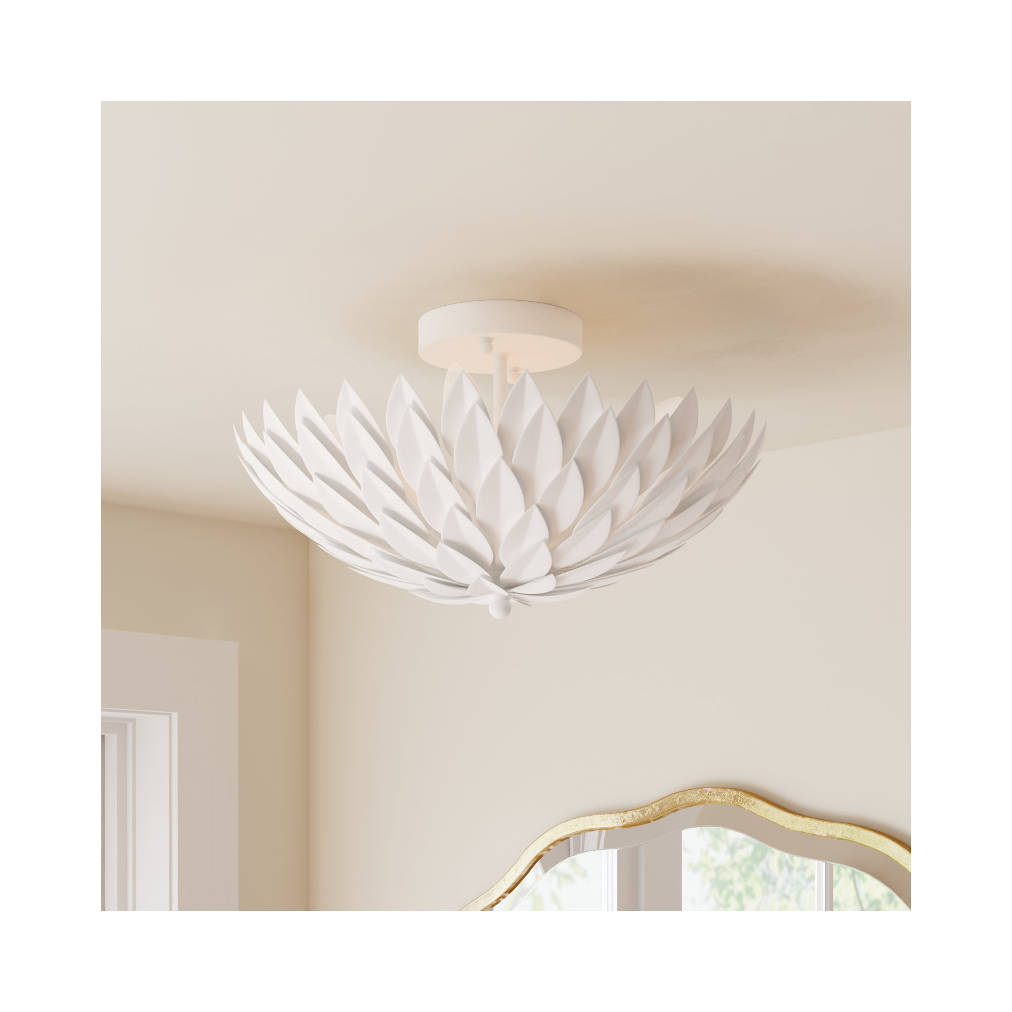 Margo 4 Light Metal Semi Flush Mount, White