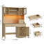 Bureau d'ordinateur en bois blanc de 120 cm de large avec tablette et éclairage DEL, en solde-1408370365