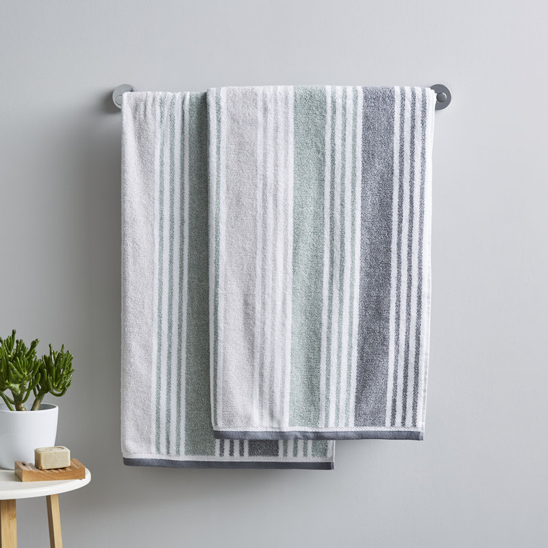 Kelso Stripe Soft & Absorbent Cotton Towels, Green