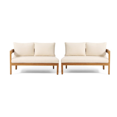 BROOKLYN 4 SEATER LEFT AND RIGHT ARM SOFA, TEAK+BEIGE