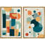 Multicolor Polygon Abstract Formes Art numérique Boho moderne coloré 2 pièces-98109539-98109540