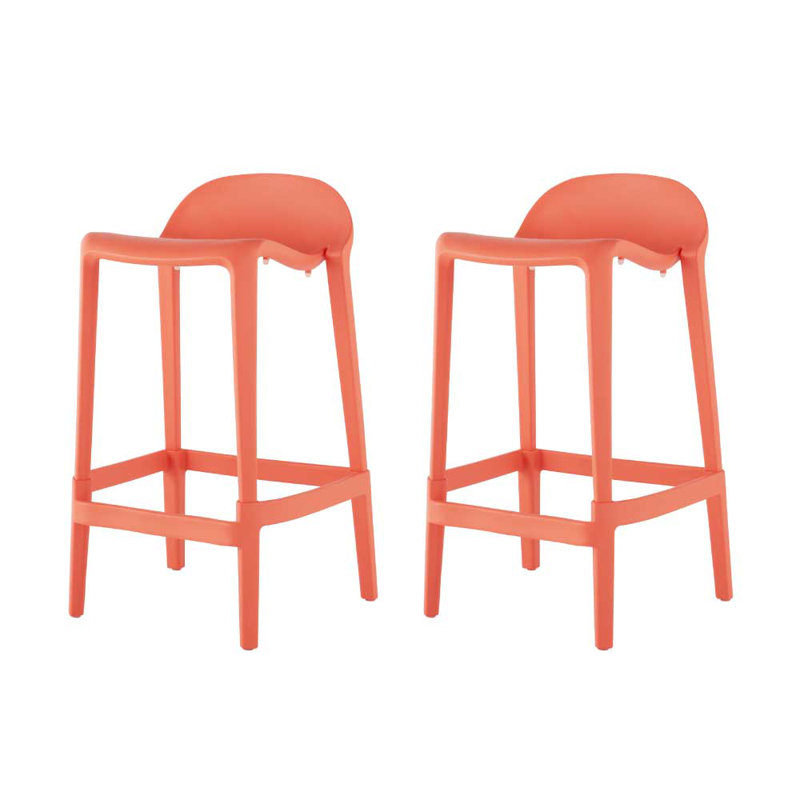 Gardunio Low Back Stool, Set of 2, Salmon, Counter Stool (26” Seat Height)
