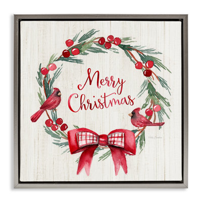 «Merry Christmas Holly Wreath», art de la giclée encadrée par Kristen Brockmon