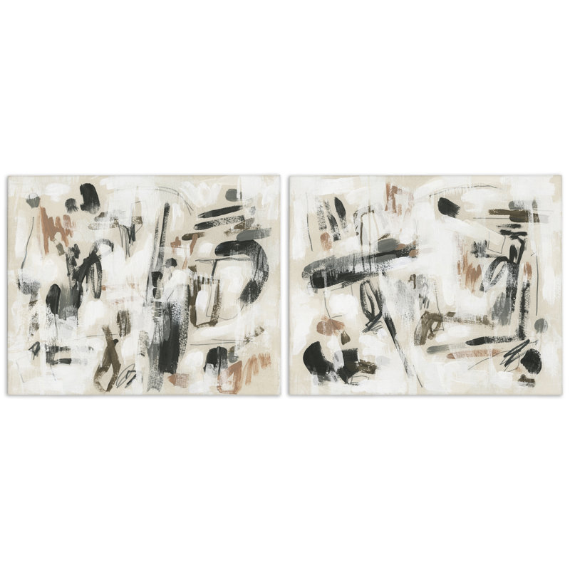 Ensemble de toiles 2 pièces Neutral Earth Tones Abstraction, design par June Erica Vess, H 24 po x l 30 po