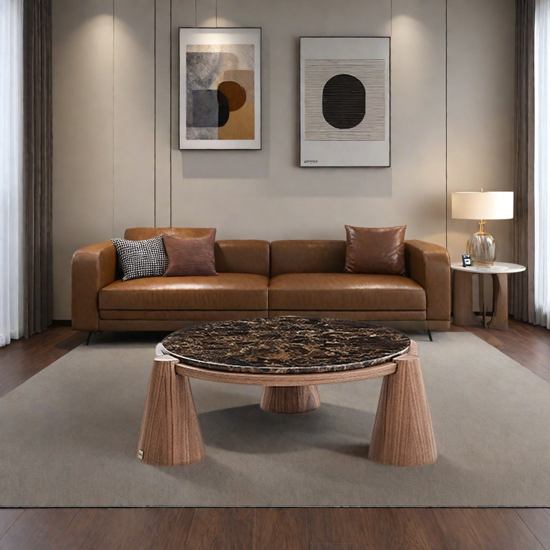 Table basse Retro Luxury, Brun clair / Base brune