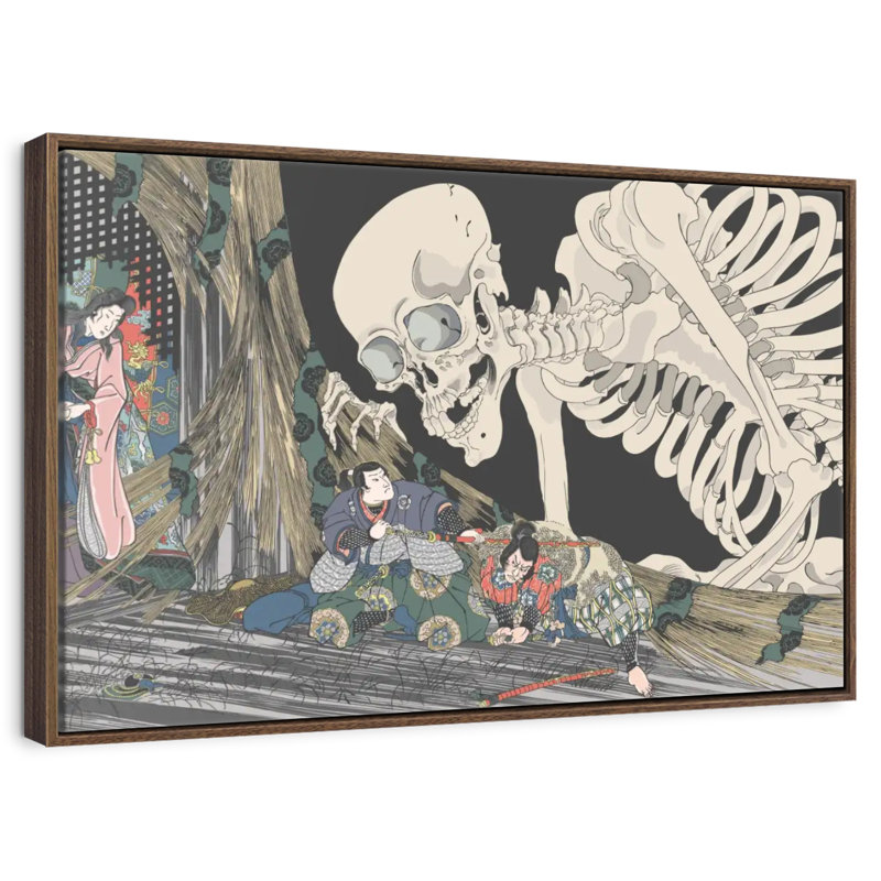 Squelette japonais, Cadre flottant en noyer, 31 po x 21 po