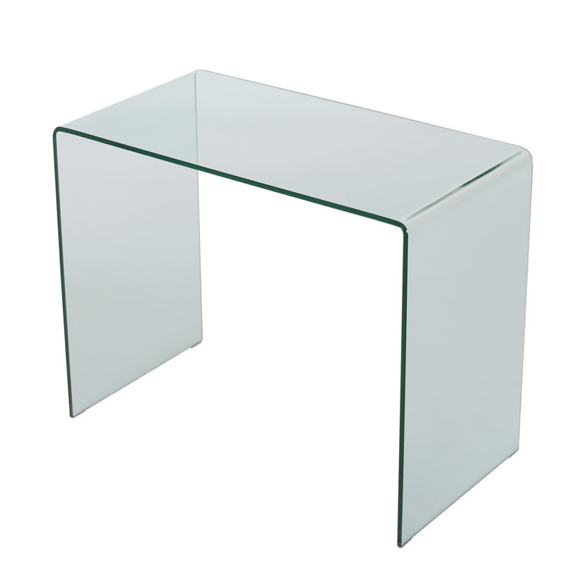  Console moderne en verre trempé avec bordure en cascade, transparent