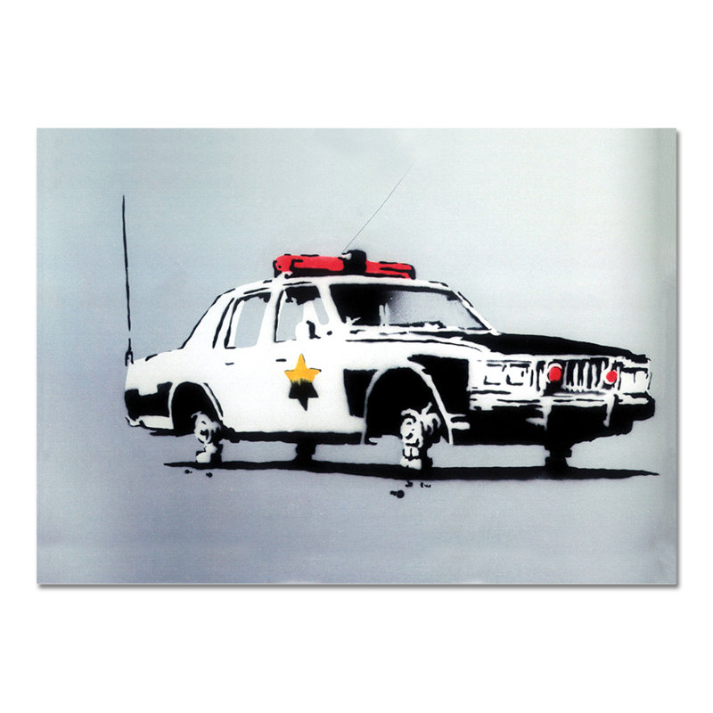 Police Car by Banksy - No Frame Painting on Plastic / Acrylic, 65cm H x 95cm W