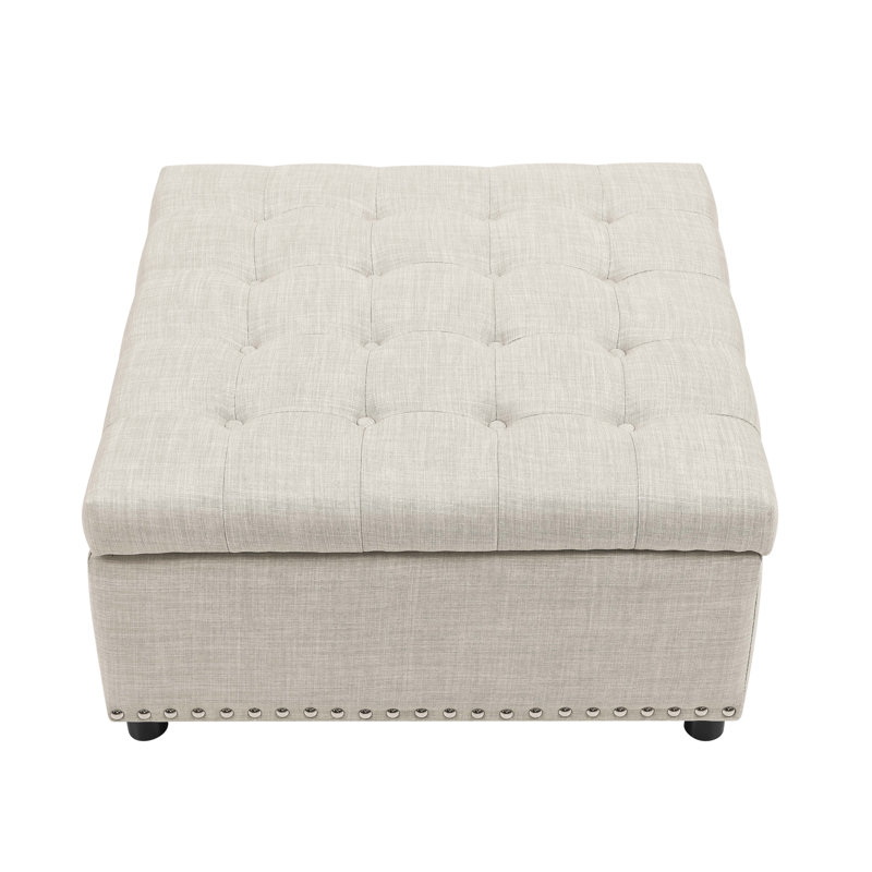 Audel Upholstered Ottoman, Almond Linen