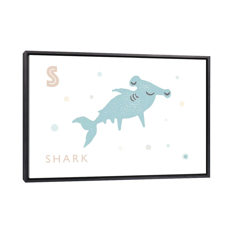 " Shark ", Distressed Black Framed Canvas, No Mat, 18" H x 26" W x 1.5" D