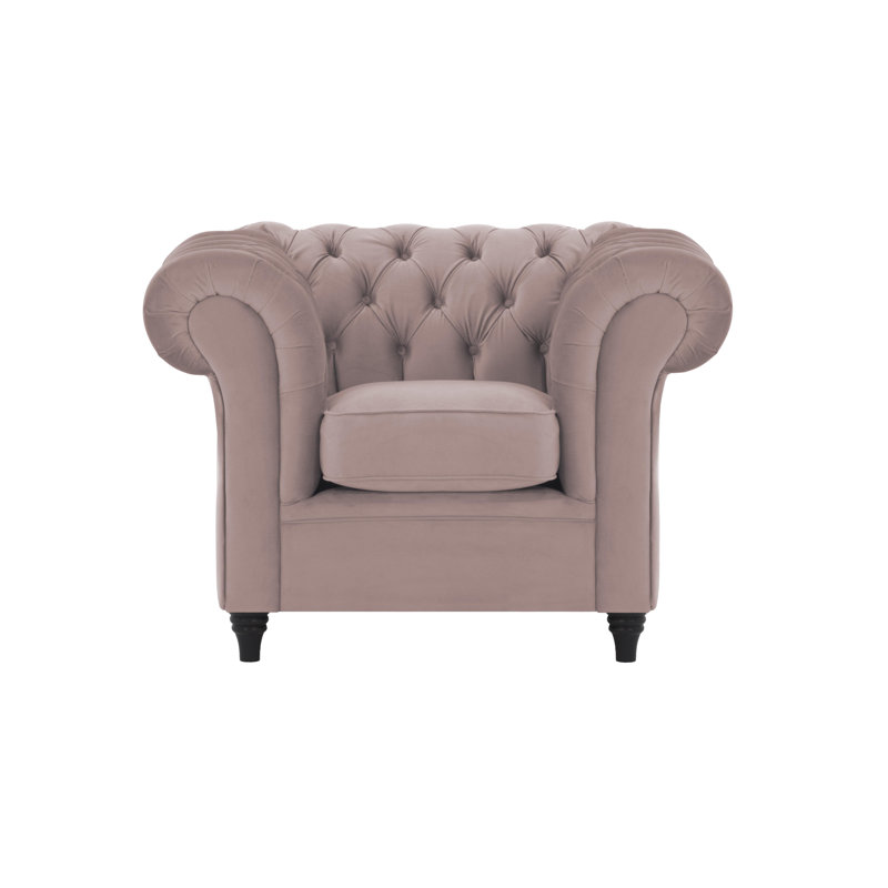 Upholstered Chesterfield Chair, Pink